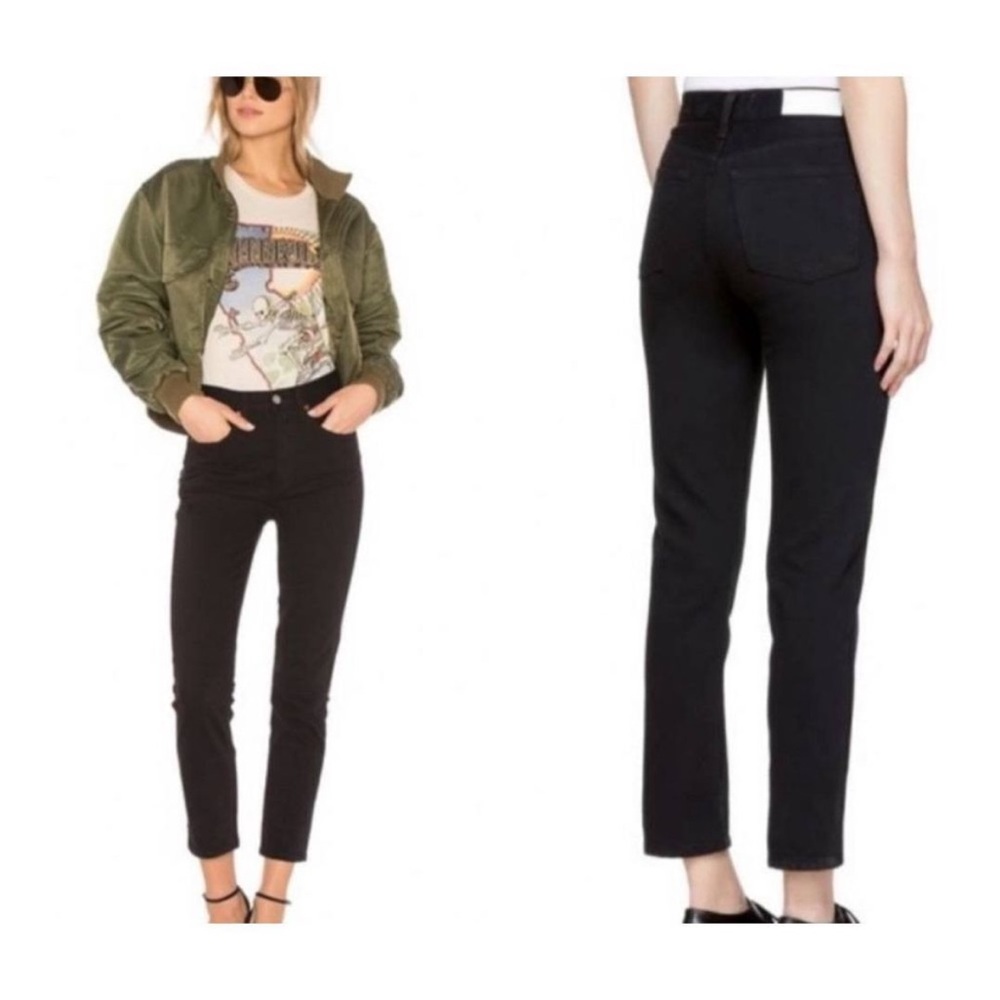 Re/Done Originals Double Needle Crop Jeans in Washed Black